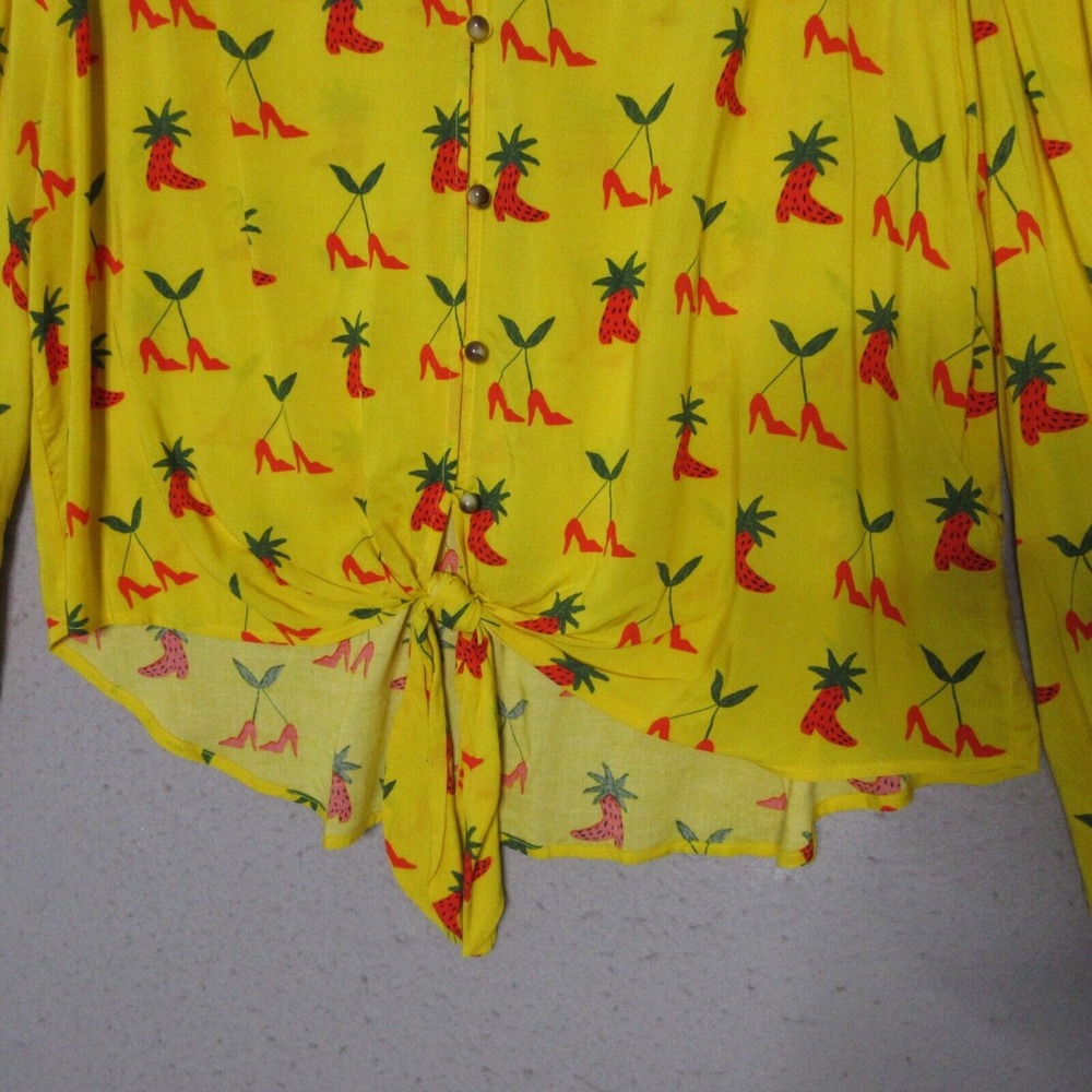 Anthropologie Kendra Dandy Top Women Plus 14 Yellow Red Western Rodeo Dreamer - Picture 3 of 13